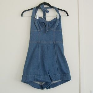 Vintage Betsey Johnson Denim Romper